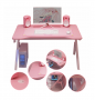 Zestaw gamingowy - Fotel dla gracza z podnóżkiem i biurko gamingowe 100 x 60 - różowy zestaw