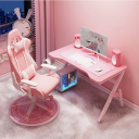Zestaw gamingowy - Fotel dla gracza z podnóżkiem i biurko gamingowe 120 x 60 - różowy zestaw
